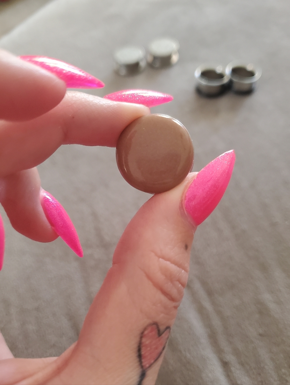 5/8" Blush/Nude Color Stainless Steel Plugs - Picture 2 of 4